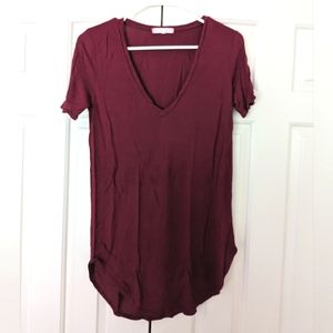 Truly madly deeply v-neck maroon t-shirt